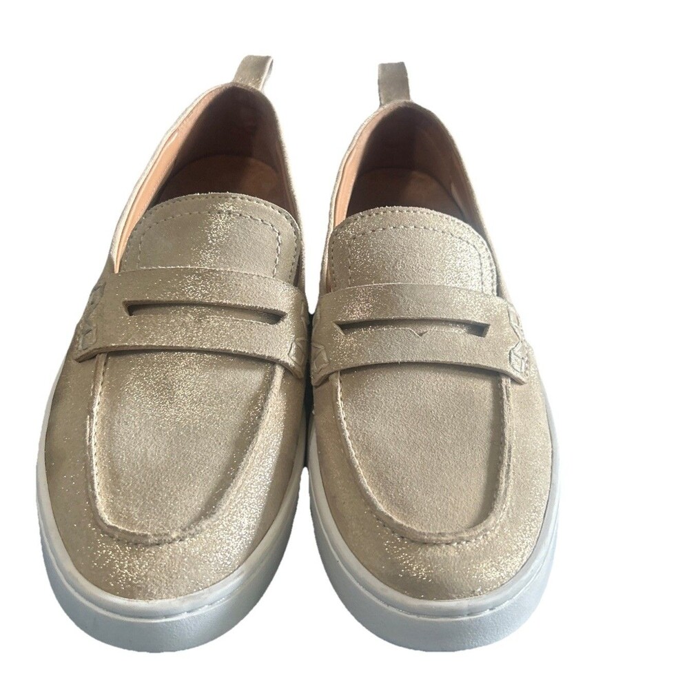 Vionic Uptown Womens Size 6 Leather Penny Loafers Slip-Ons Gold Metallic Shoes - Picture 6 of 16